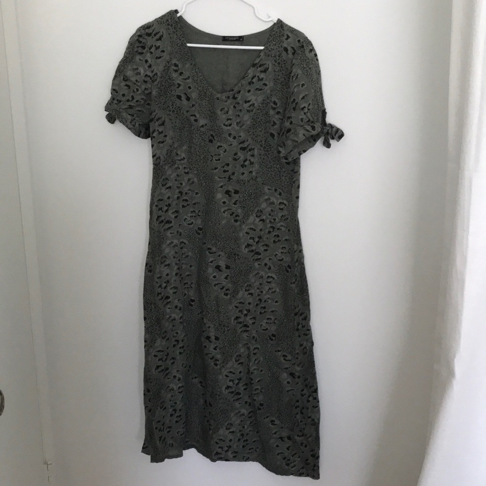 Green linen dress